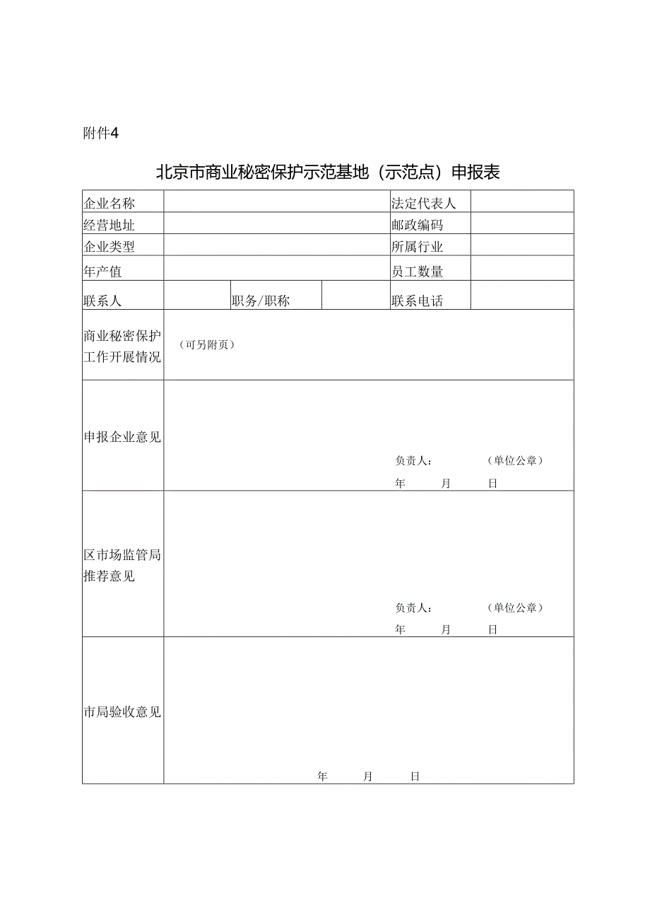 北京市商业秘密保护示范基地（示范点）申报表.docx_第1页