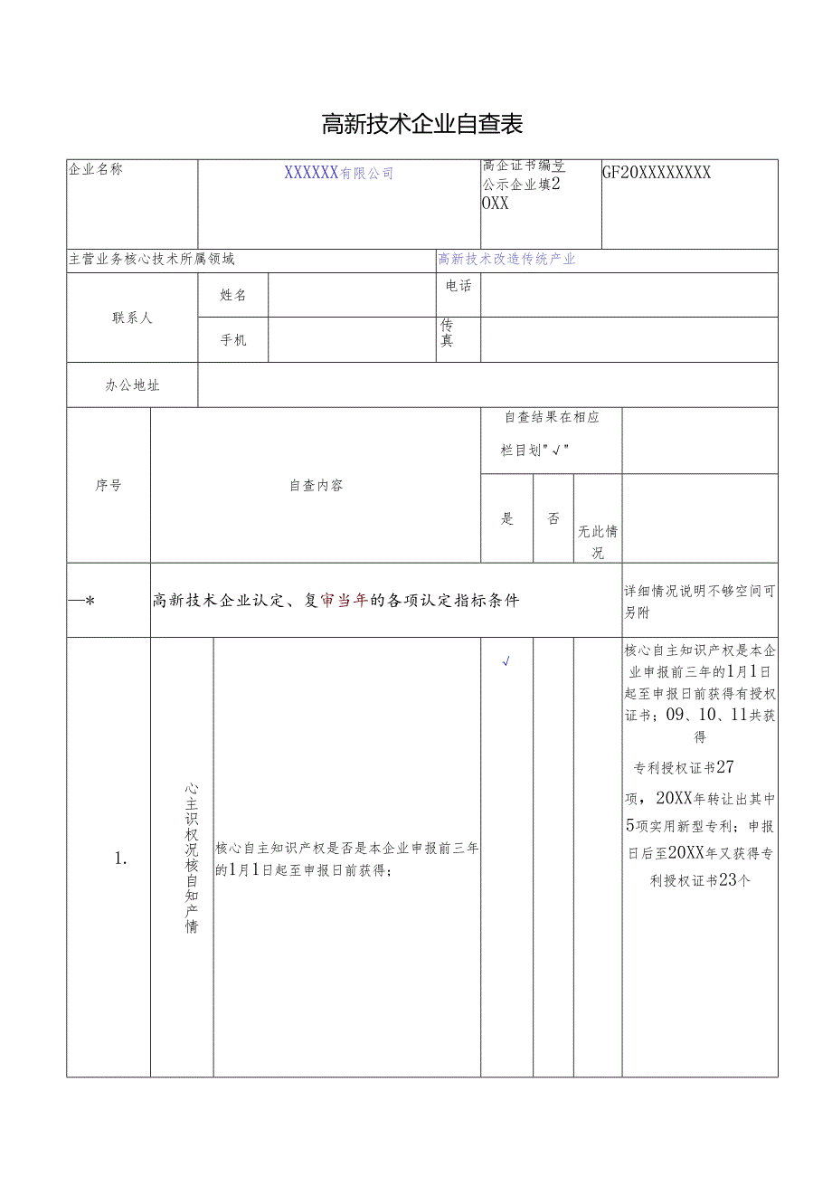 高新技术企业自查表.docx_第1页