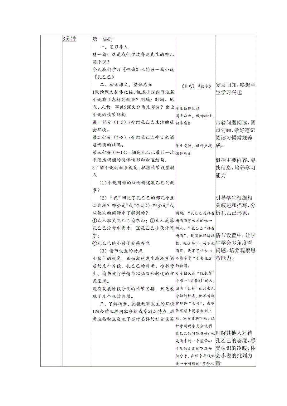 5《孔乙己》教学设计（表格式）.docx_第2页