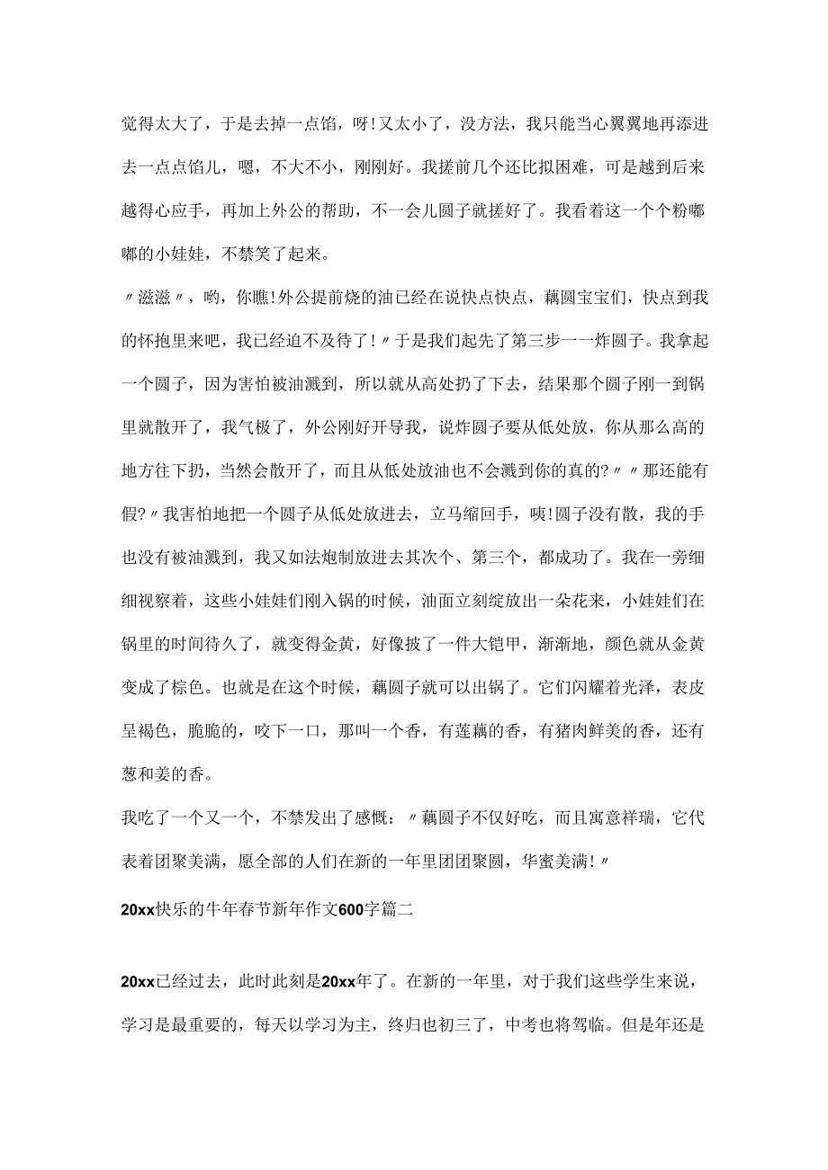 20xx快乐的牛年春节新年作文600字五篇大全.docx_第2页