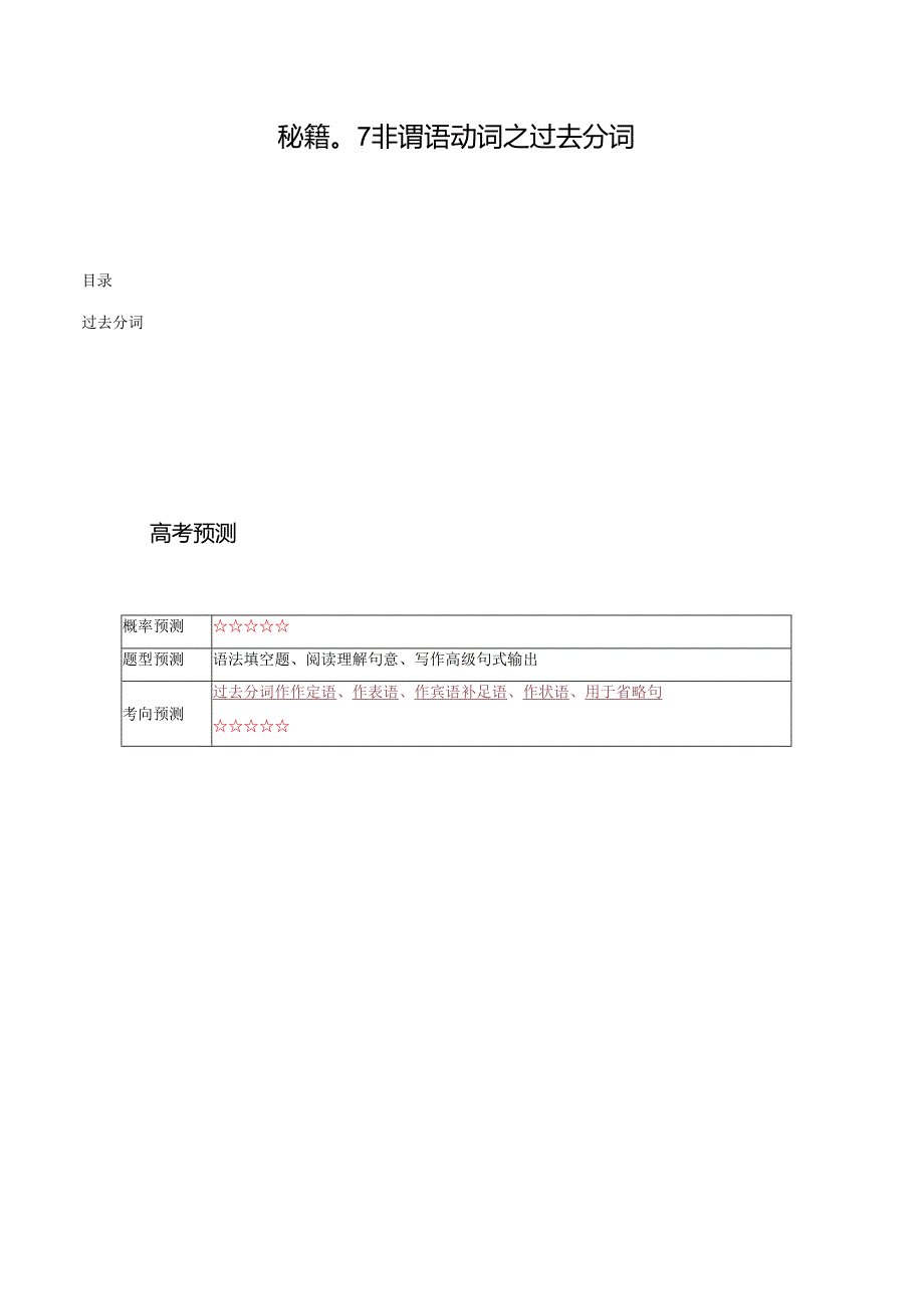 抢分法宝 07 非谓语动词之过去分词（解析版）.docx_第1页