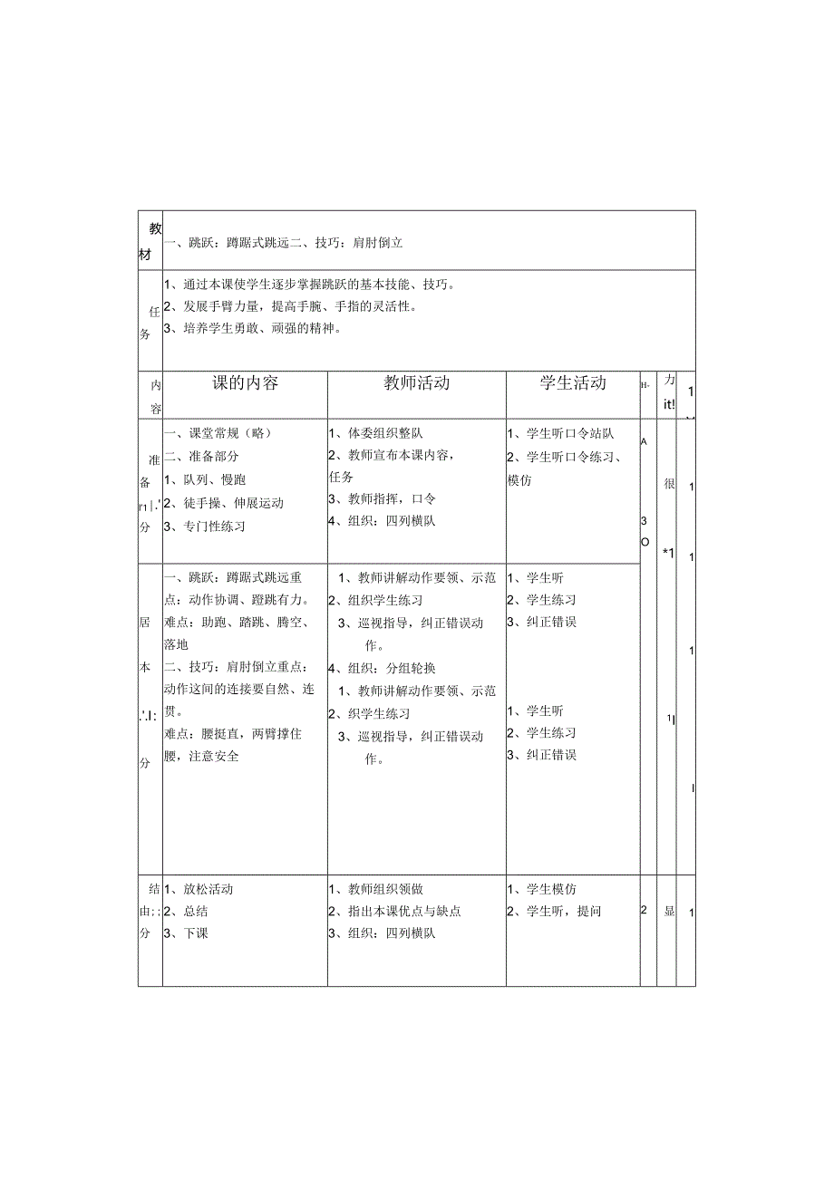 人教版小学六年级上册体育表格式教案（20页）.docx_第3页