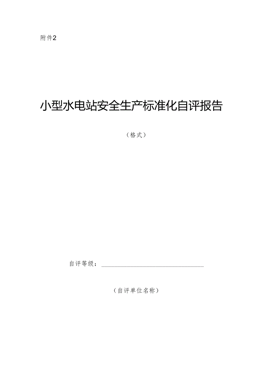 甘肃小型水电站安全生产标准化自评报告（格式）.docx_第1页