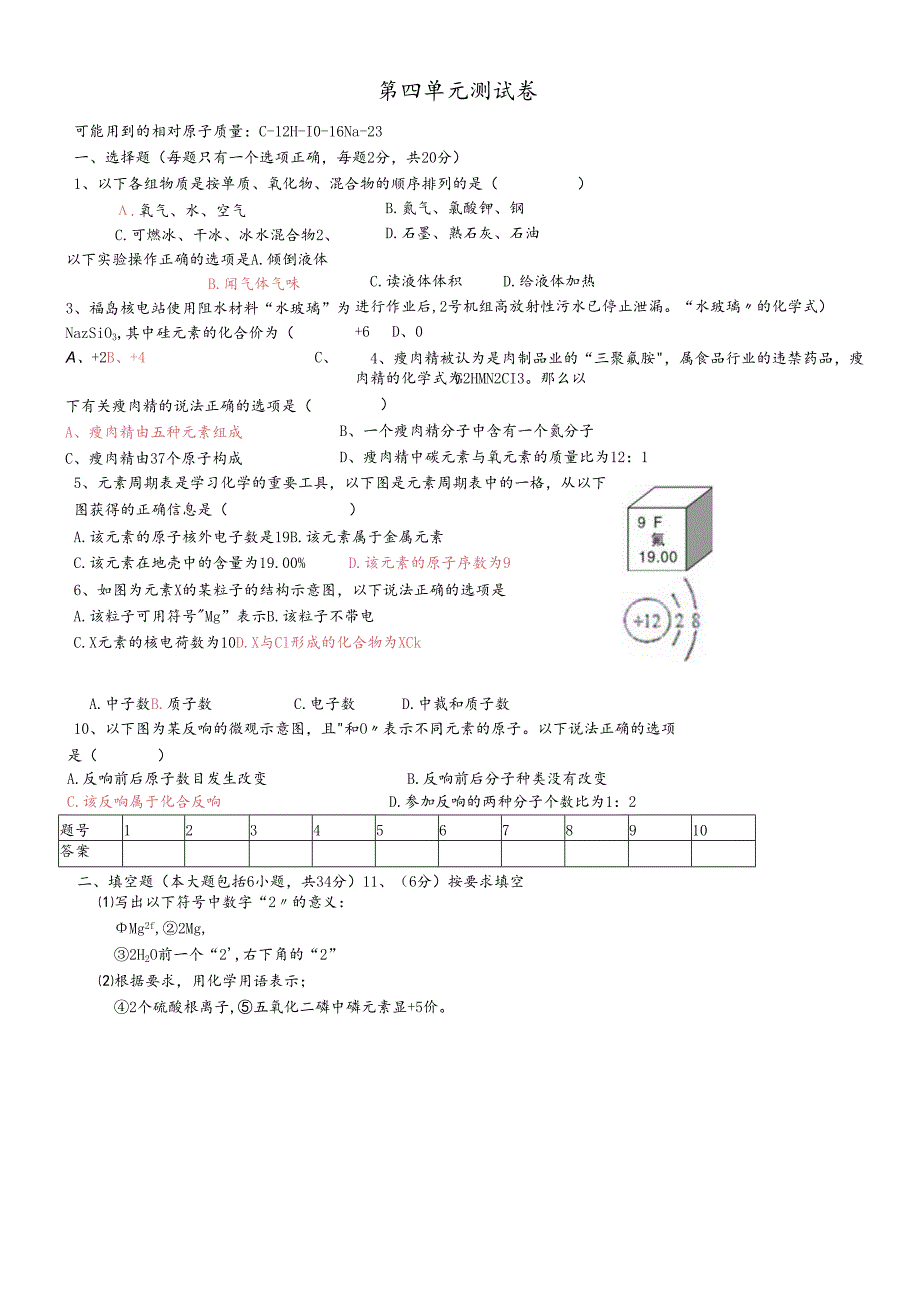 人教版九年级第4单元自然界中的水测试题及答案.docx_第1页