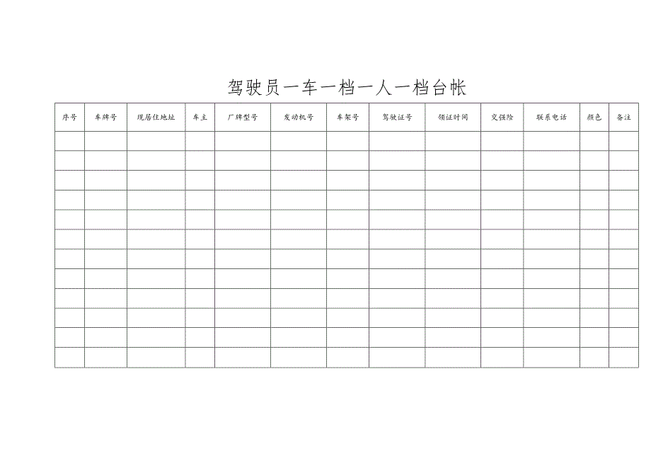 驾驶员一车一档一人一档台帐(表格模板).docx_第1页