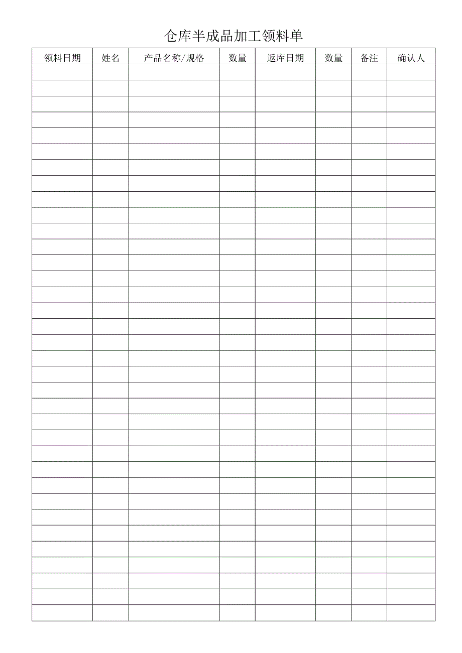 仓库半成品加工领料单.docx_第1页