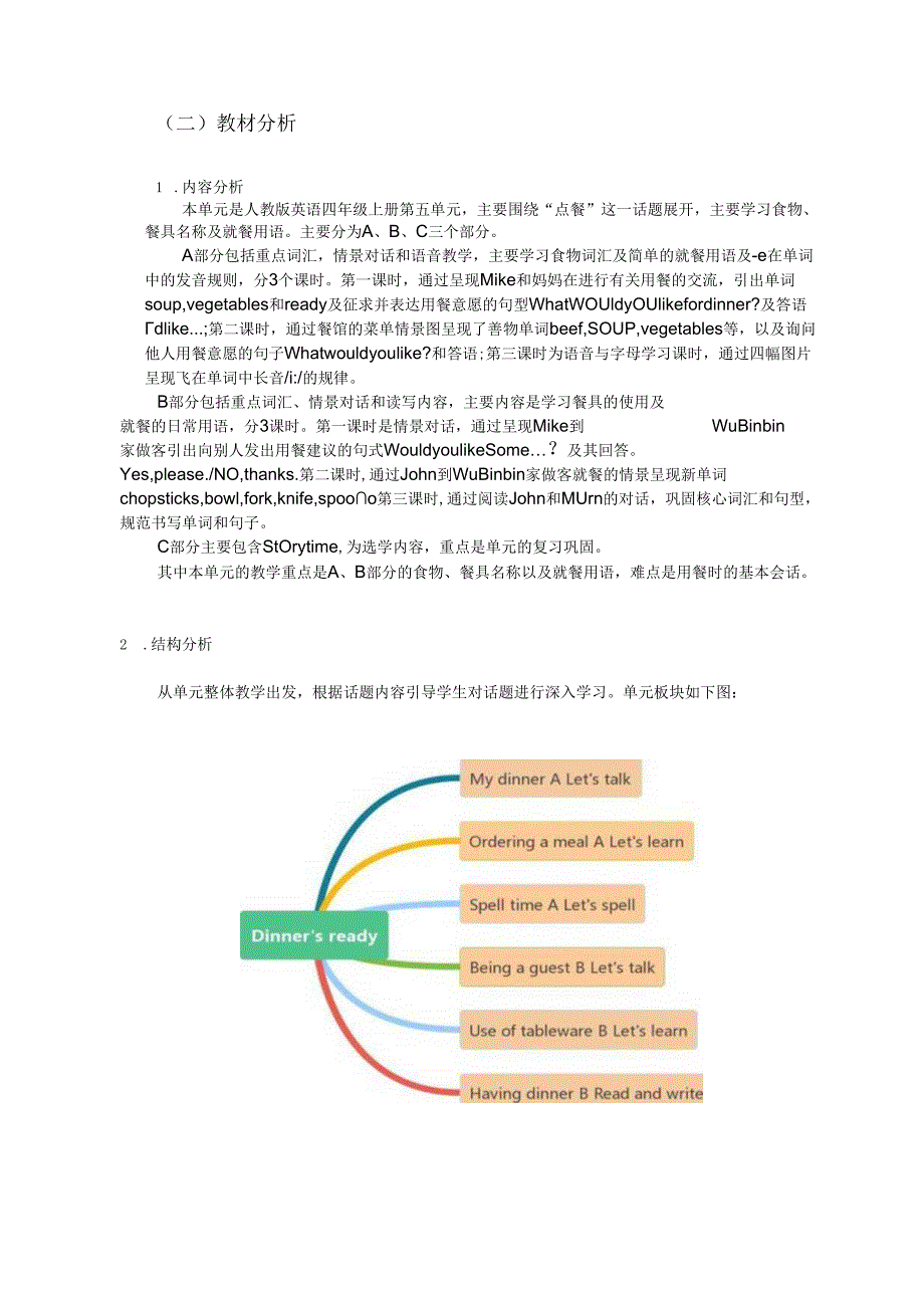 人教PEP版四年级上册Unit 5 Dinner’s ready单元作业设计.docx_第3页