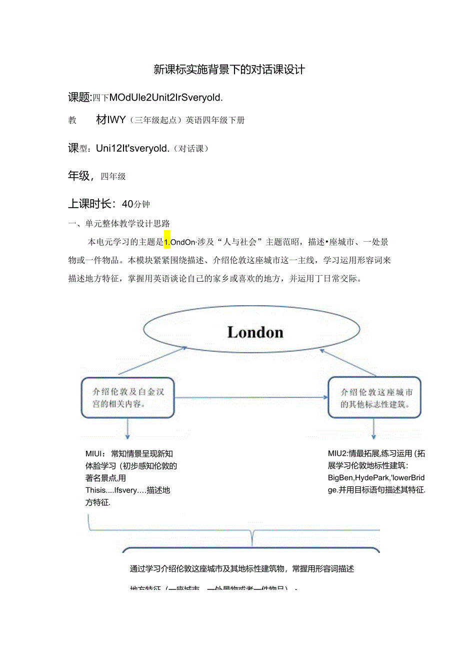 外研版四下Module2Unit2It'sveryold单元教学设计.docx_第1页