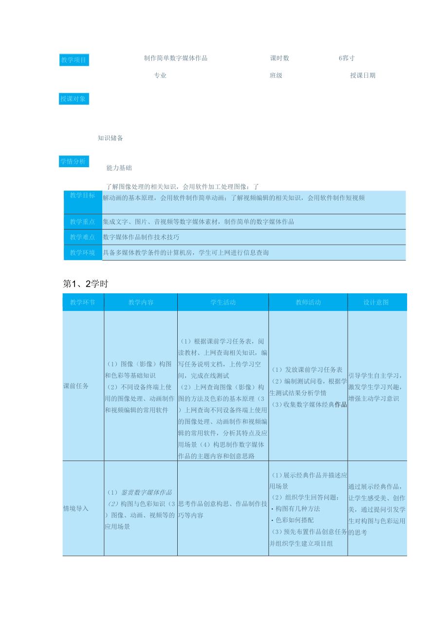 高教版信息技术《6.2制作简单数字媒体作品 任务1 加工处理图像》教案.docx_第1页