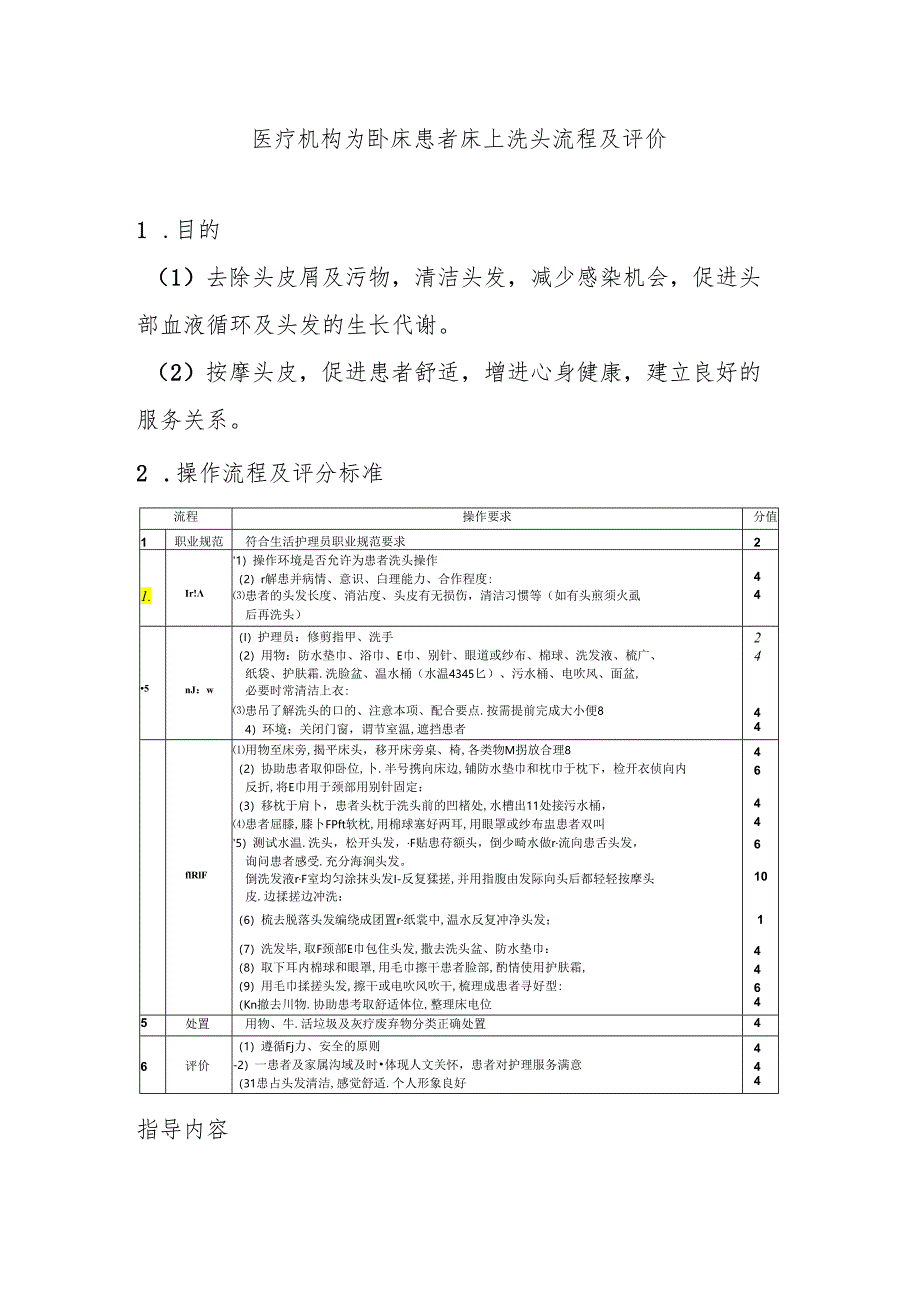 医疗机构为卧床患者床上洗头流程及评价.docx_第1页