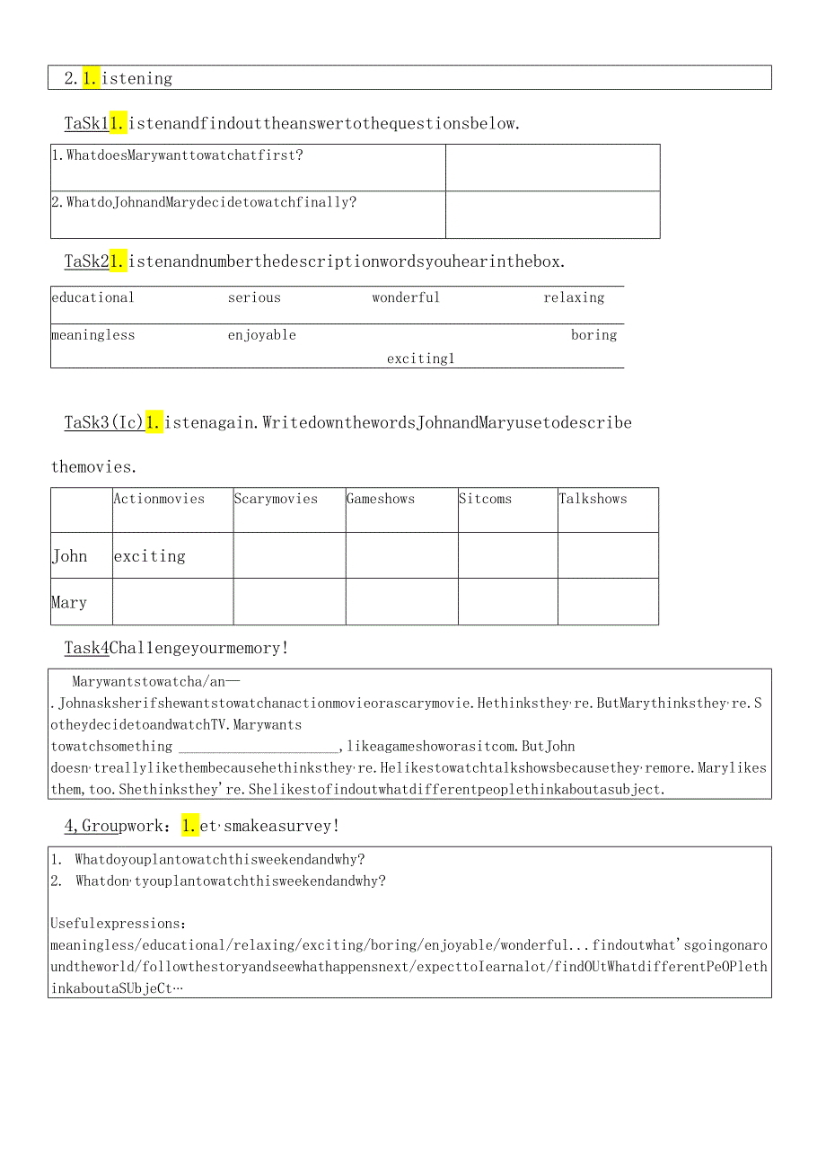 人教版_ 八年级上册_UNIT5 Section B 1a1d 导学案 (无答案).docx_第2页