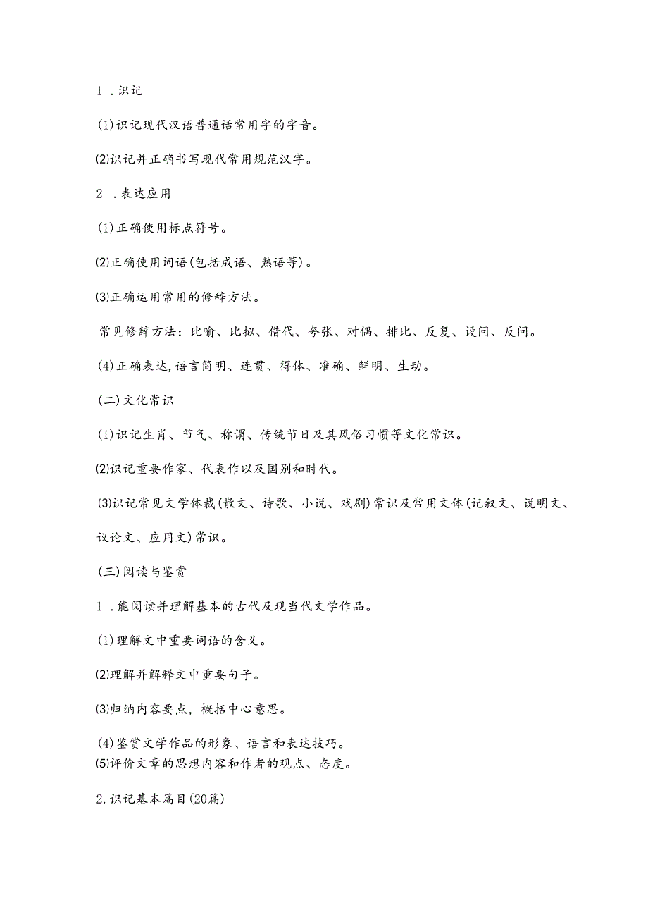 湖南信息职业技术学院2024年单独招生考试文化素质测试考试大纲（文化素质测试）.docx_第3页