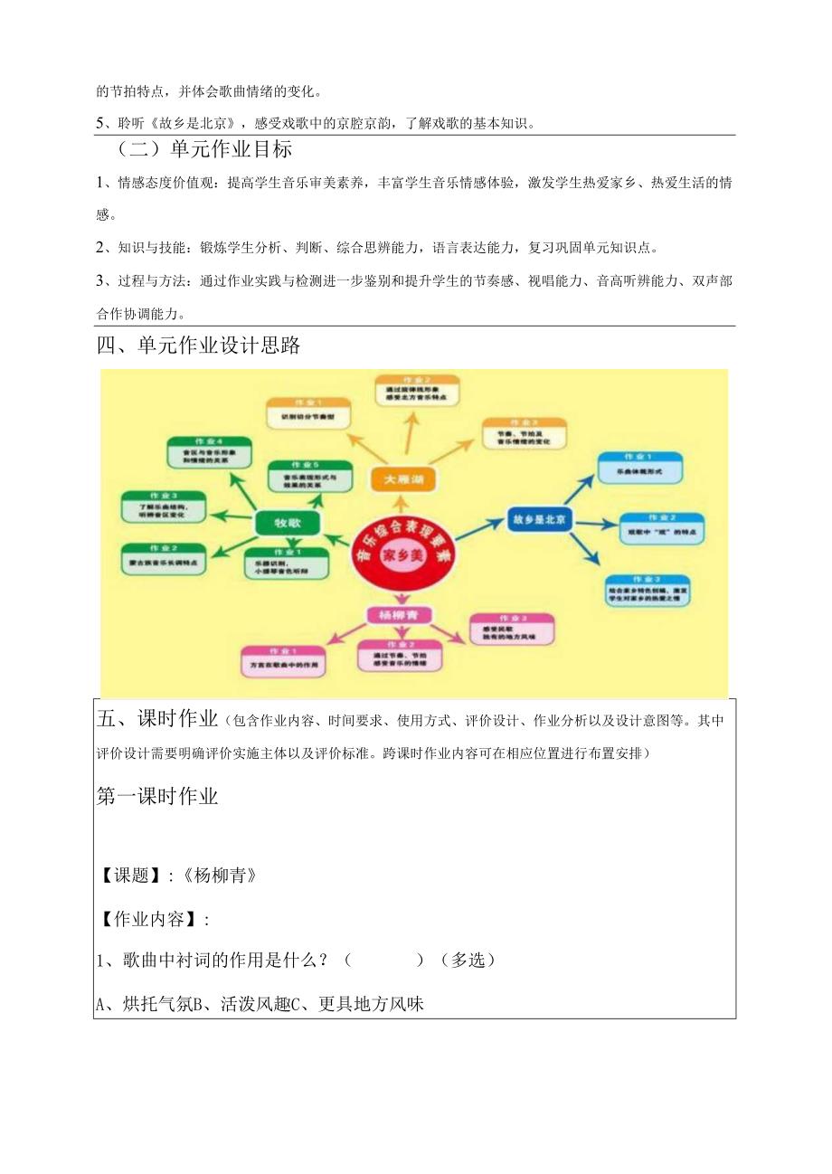 人音版音乐四年级上册《家乡美》单元作业设计 (精品案例19页).docx_第3页