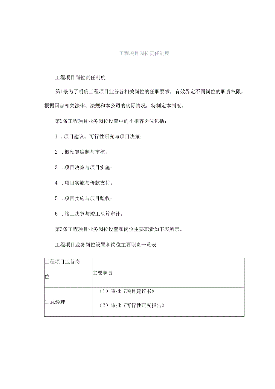 工程项目岗位责任制度.docx_第1页