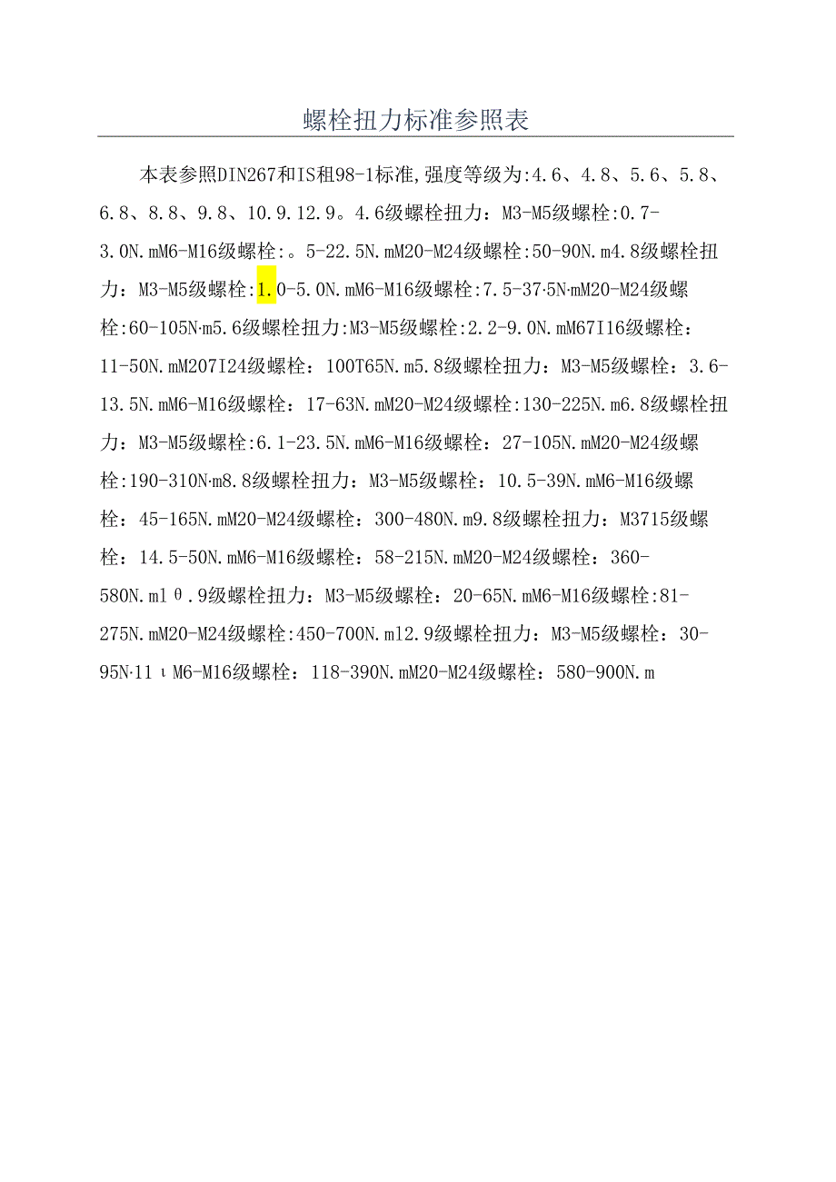 螺栓扭力标准参照表.docx_第1页