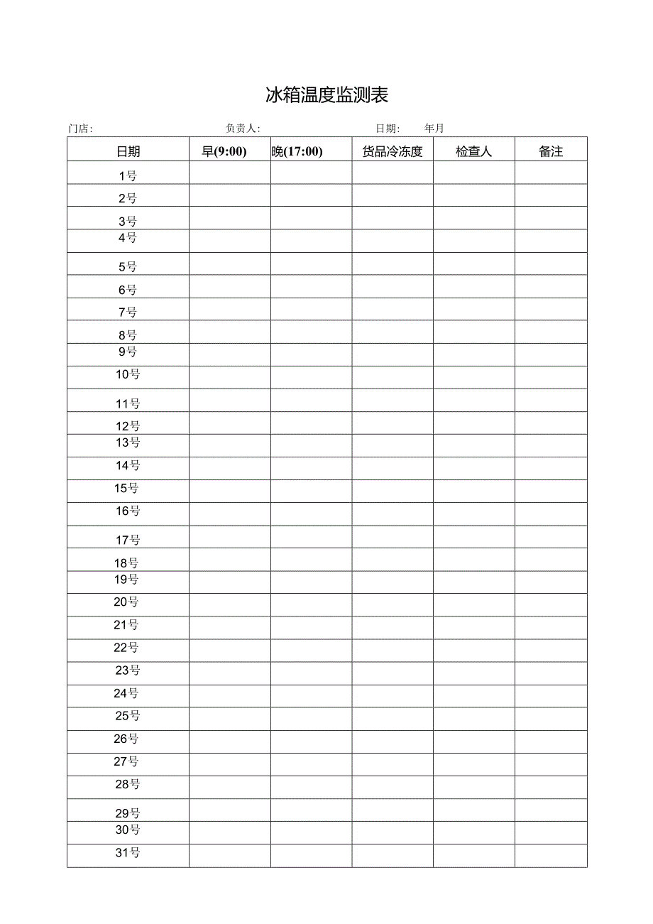 冰箱温度监测表.docx_第1页