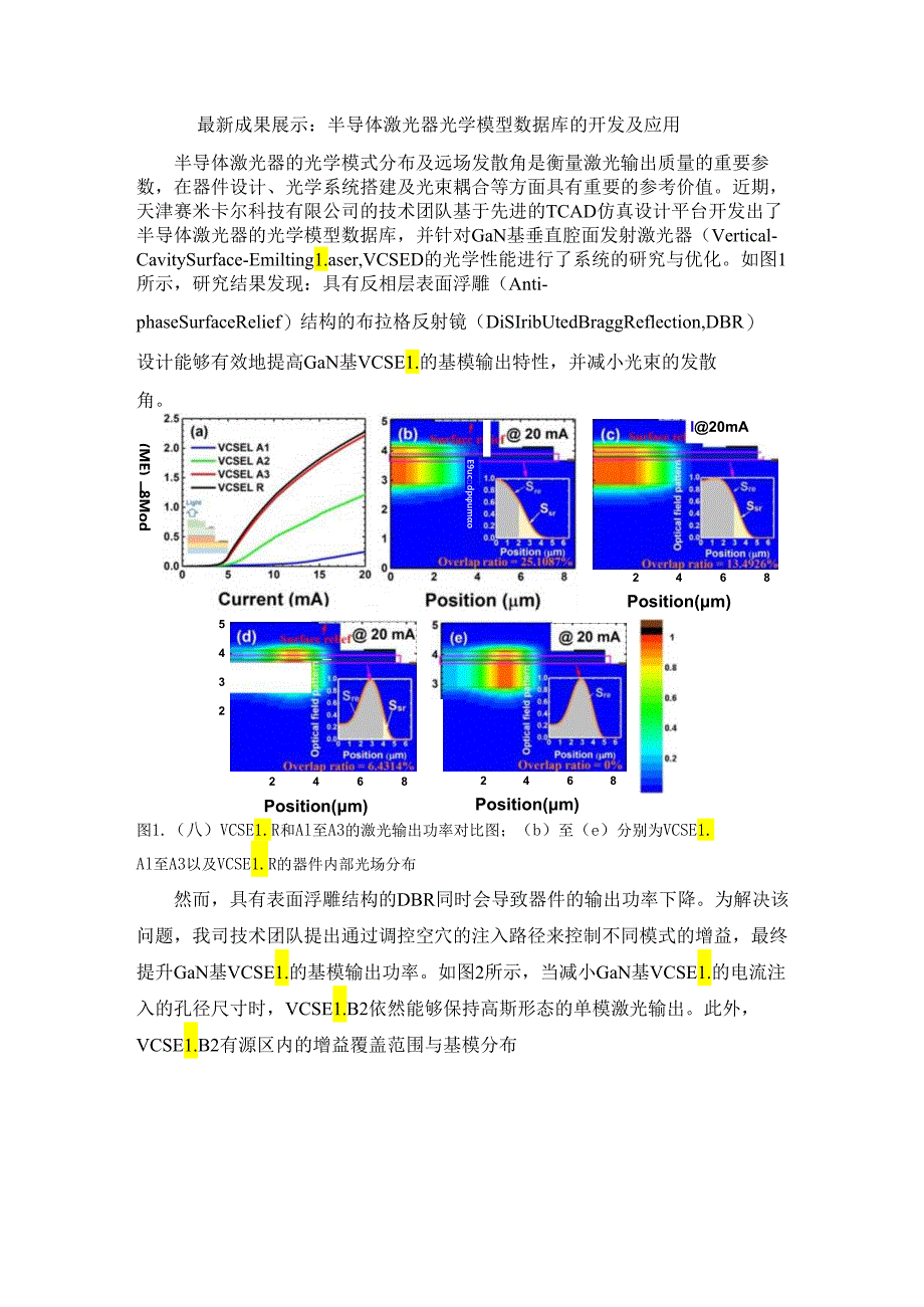 最新成果展示：半导体激光器光学模型数据库的开发及应用.docx_第1页