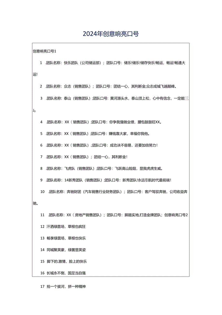 2024年创意响亮口号.docx_第1页