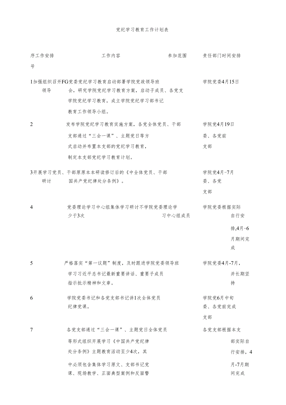 党纪学习教育工作计划表.docx_第1页