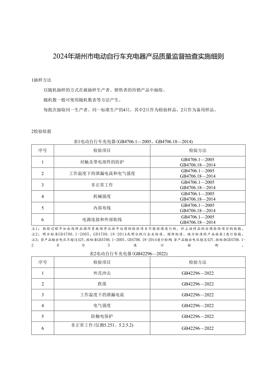 2024年湖州市电动自行车充电器产品质量监督抽查实施细则-2024.4.23.docx_第1页