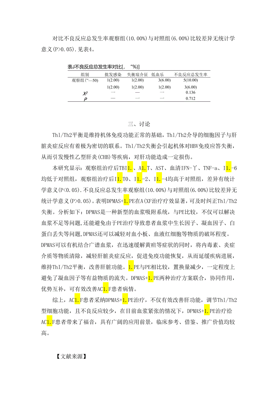 DPMAS联合低置换量血浆置换术(LPE)对慢加急性肝衰竭患者血清Th1／Th2型细胞因子影响分析.docx_第3页