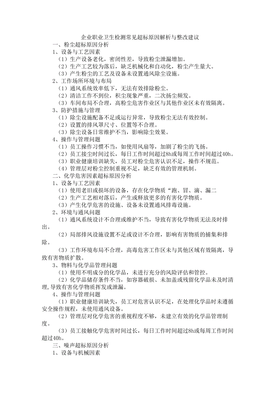 企业职业卫生检测常见超标原因解析与整改建议.docx_第1页