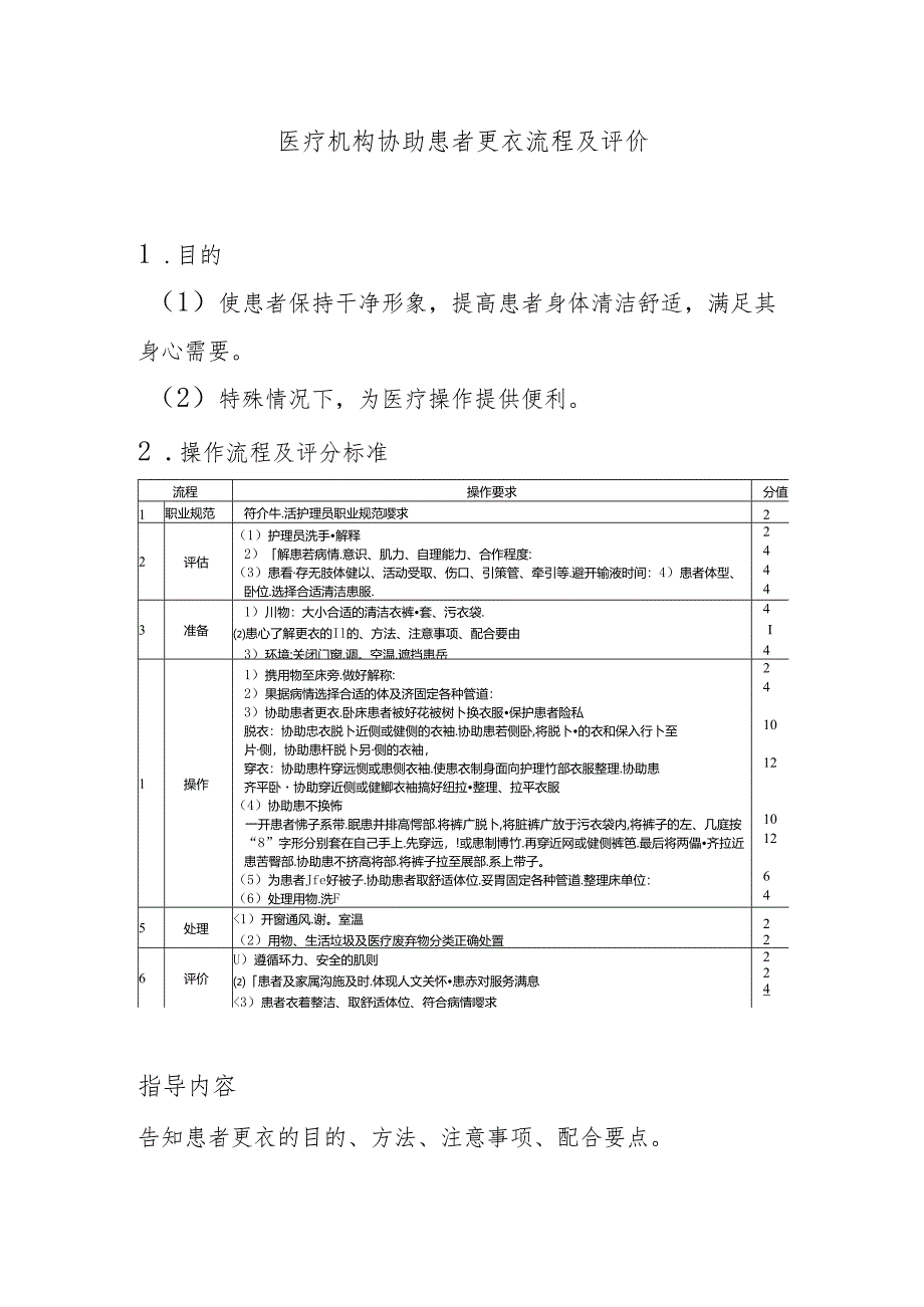 医疗机构协助患者更衣流程及评价.docx_第1页