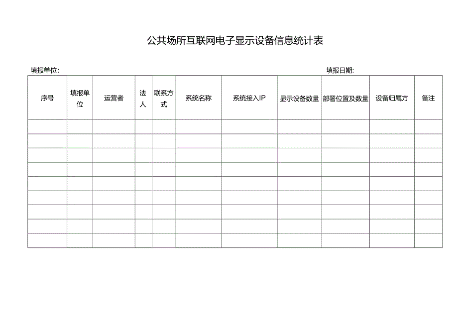 公共场所互联网电子显示设备信息统计表.docx_第1页