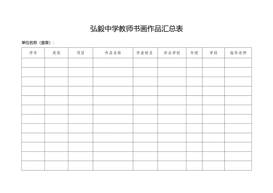 弘毅中学教师书画作品汇总表.docx_第1页