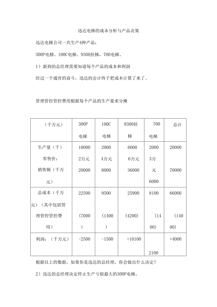 X电梯的成本分析与产品决策.docx_第1页