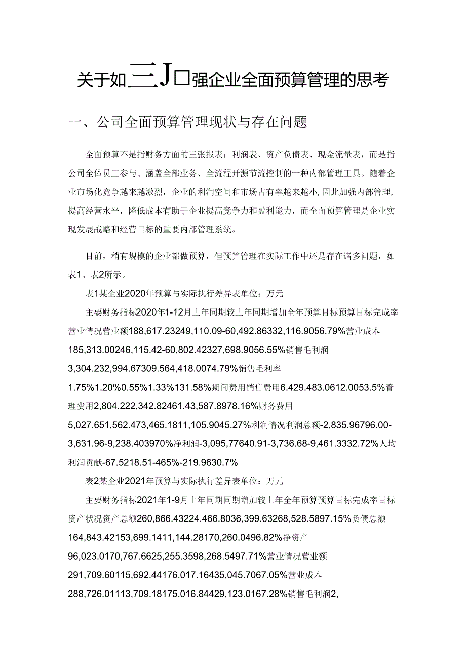 关于如何加强企业全面预算管理的思考.docx_第1页