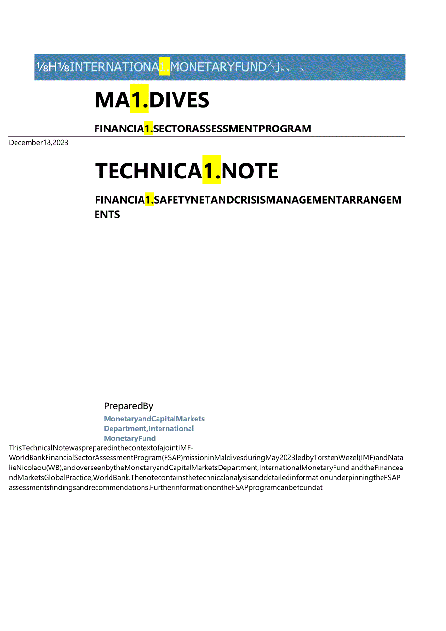 IMF-马尔代夫：金融部门评估方案关于金融安全网和危机管理安排的技术说明（英）-2024.1.docx_第2页
