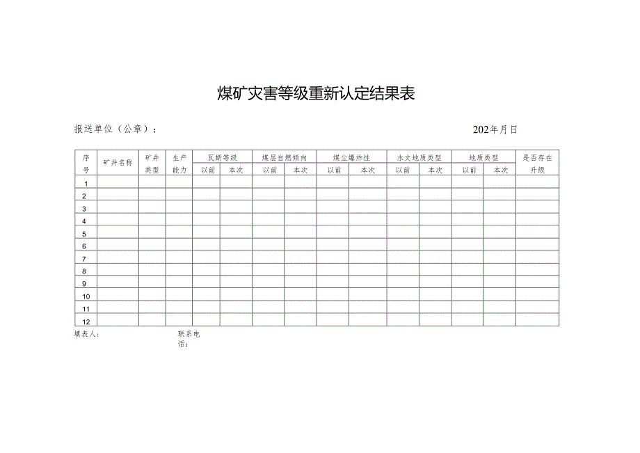 煤矿灾害等级重新认定结果表.docx_第1页