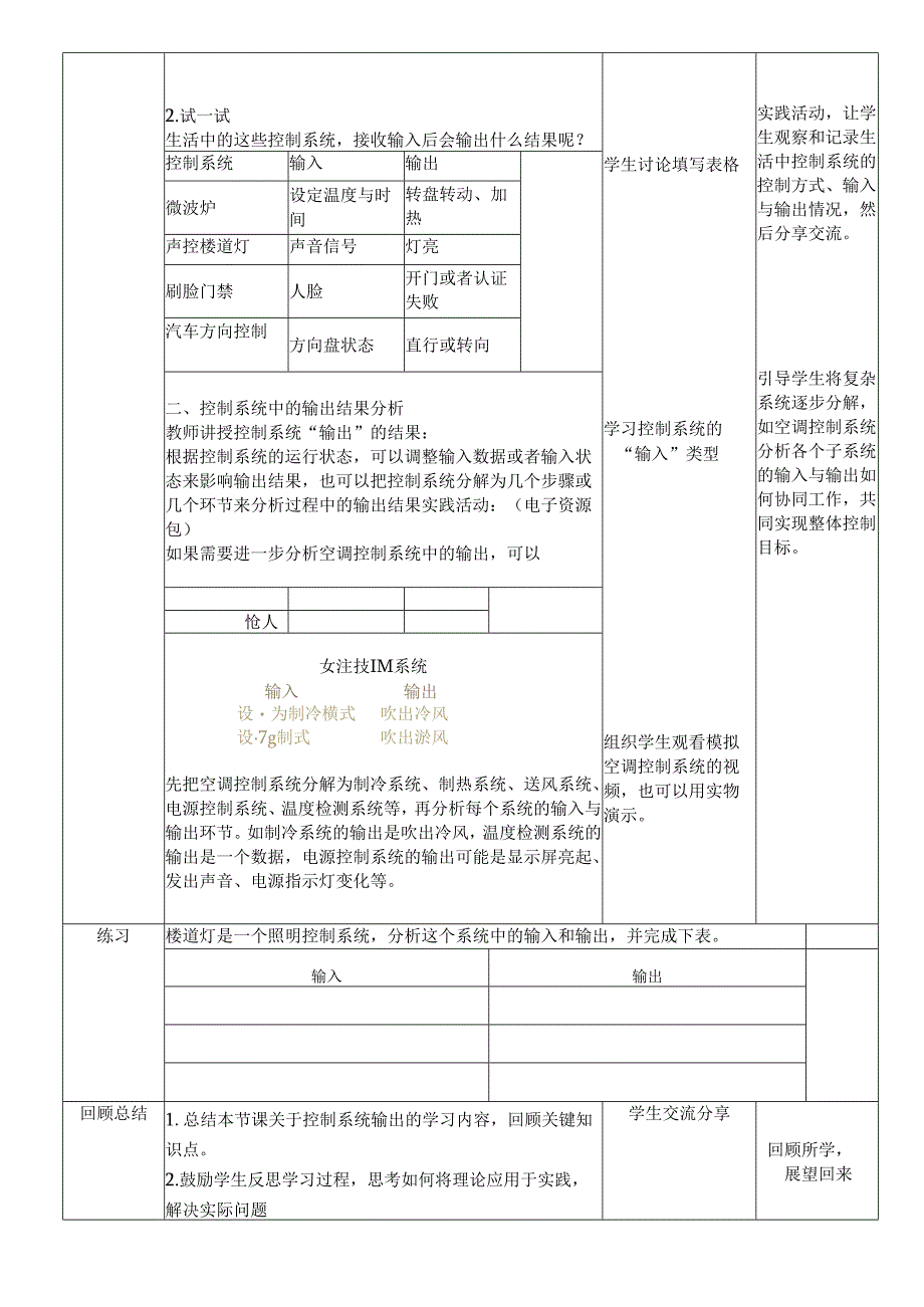 第7课 控制系统的输出 教案（表格式） 浙教版五年级信息科技下册.docx_第2页