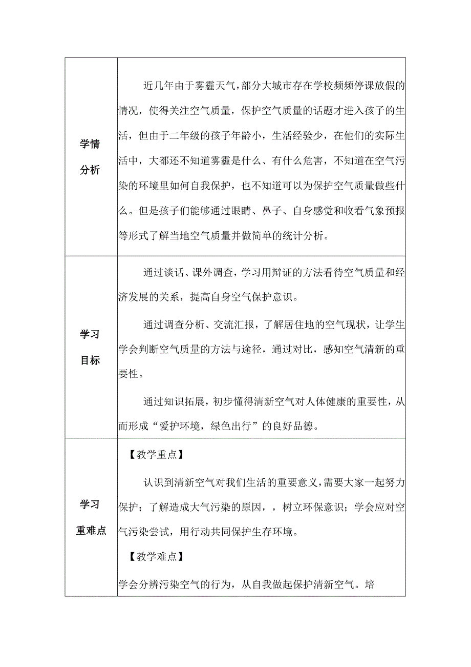 部编版道德与法治二下第三单元第二课《《清新空气是个宝》》第2课时备课设计.docx_第2页