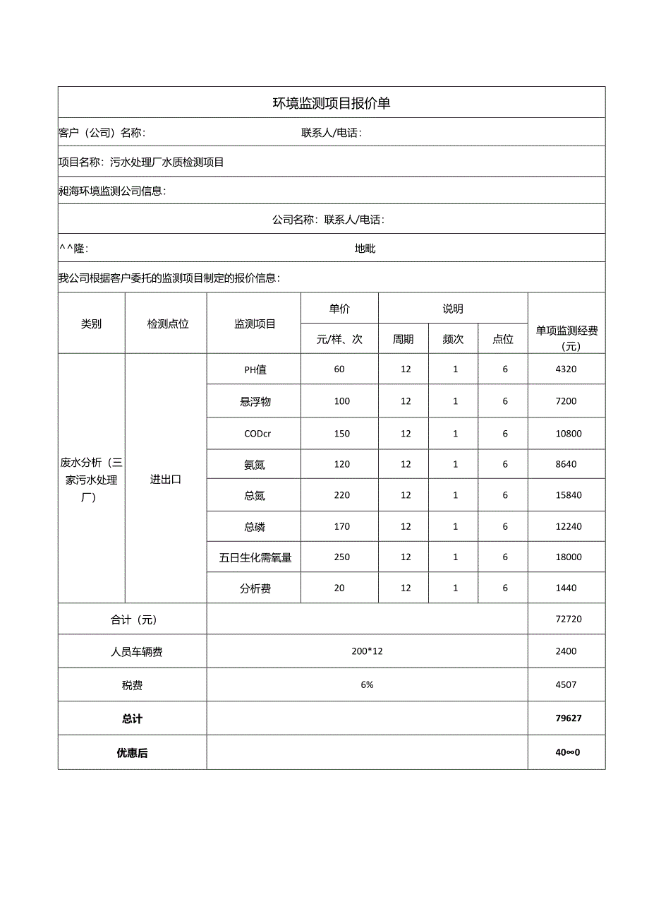 环境监测项目报价单.docx_第1页