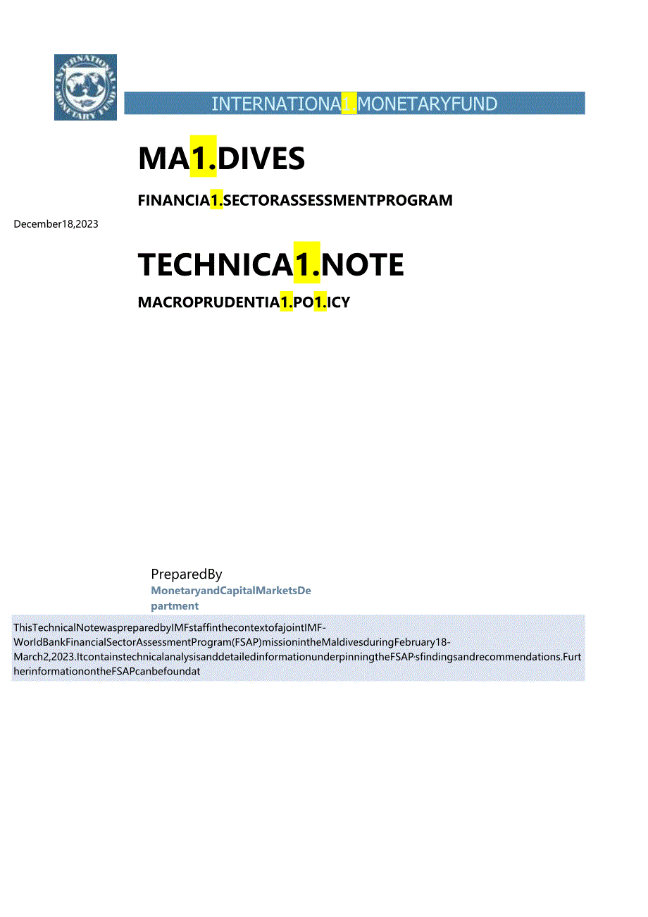 IMF-马尔代夫：金融部门评估方案关于宏观审慎政策的技术说明（英）-2024.1.docx_第2页