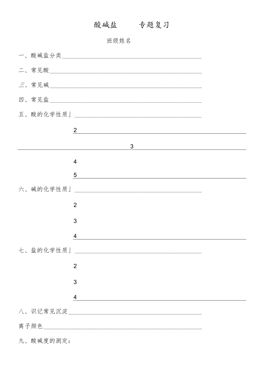 人教版九年级下册 第十单元 酸碱盐 专题练习（无答案）.docx_第1页