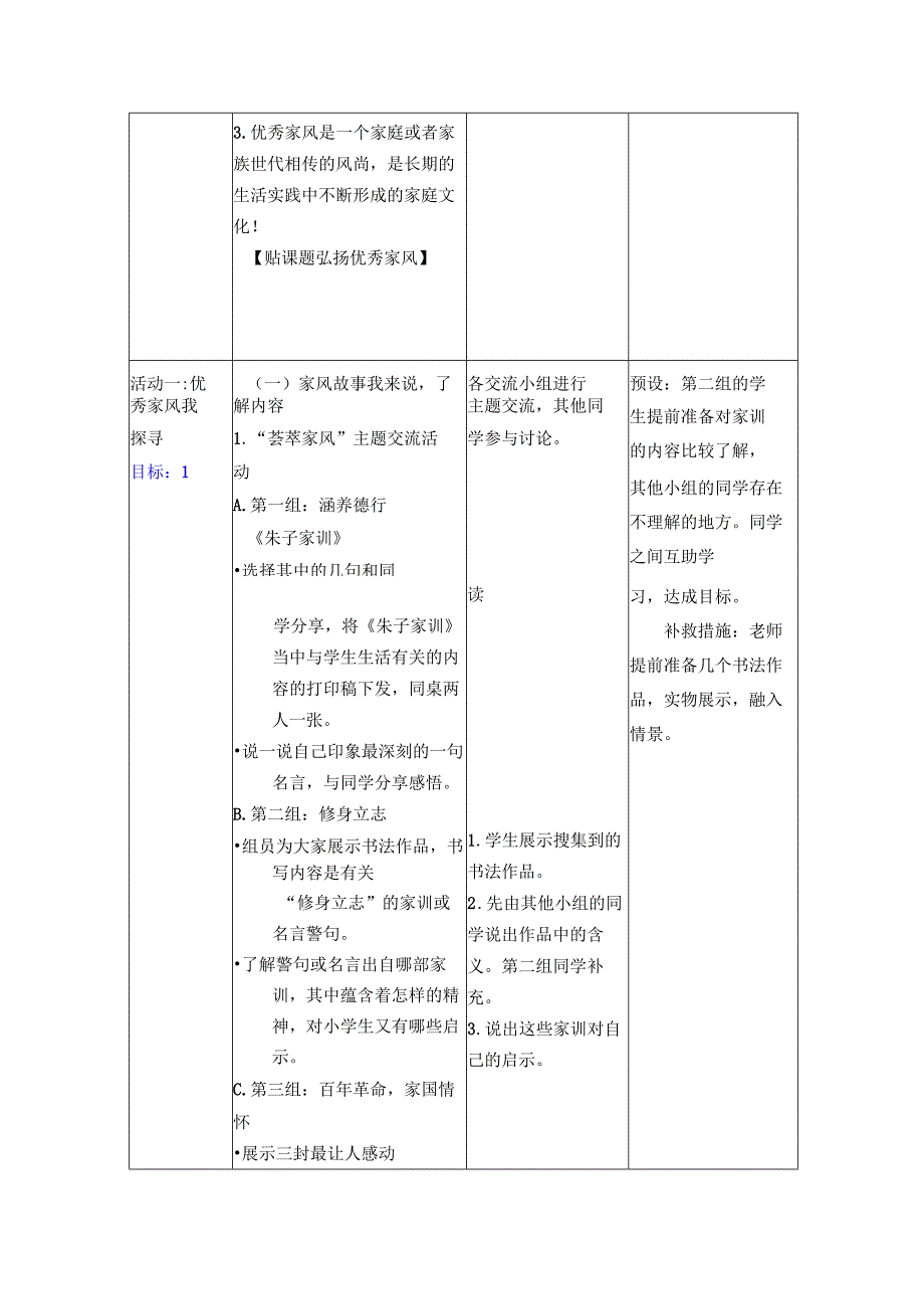 道德与法治五下第一单元第三课《弘扬优秀家风》第一课时备课设计.docx_第3页