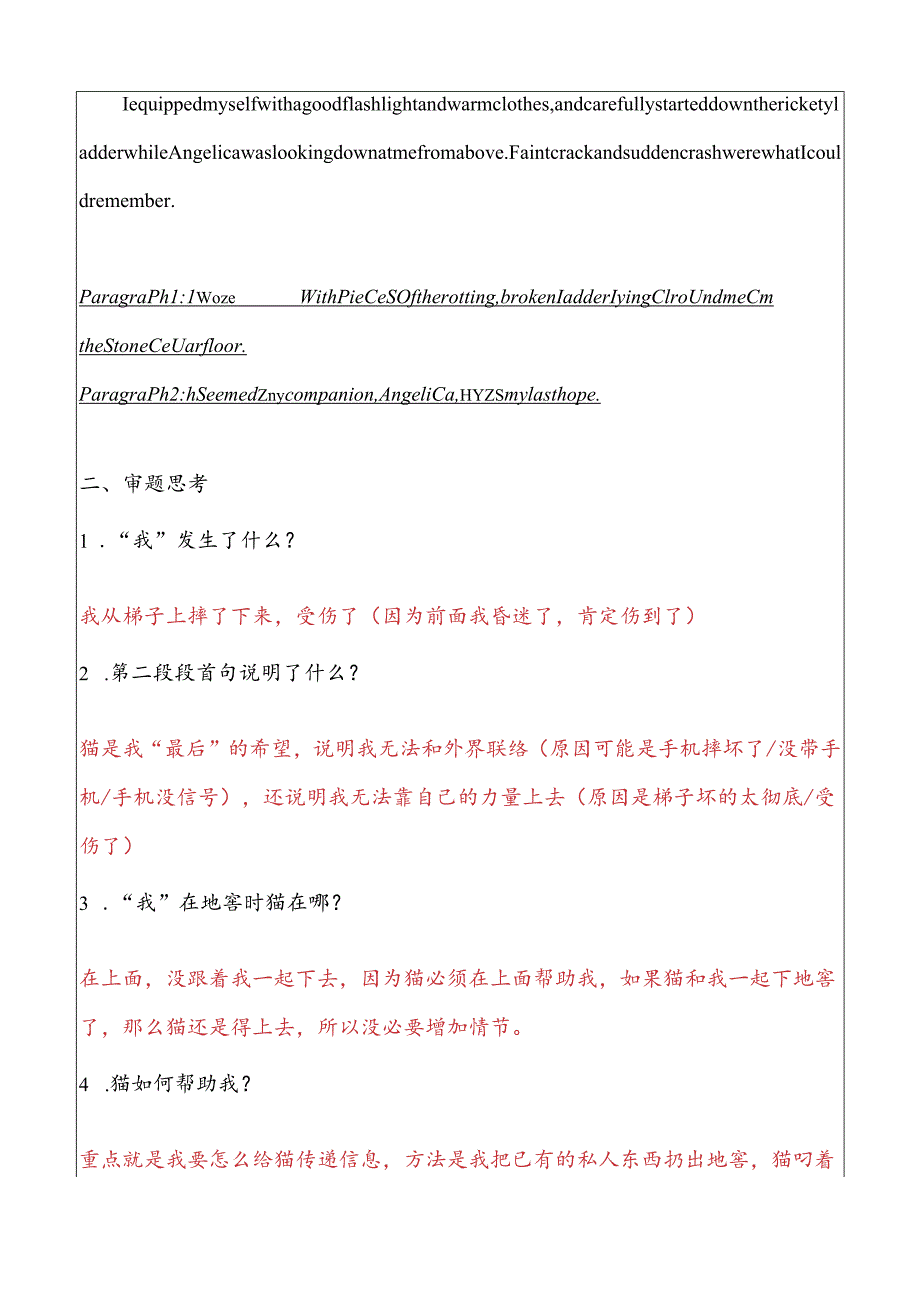 读后续写：被困地窖求助小猫 讲义（23届3月宁波十校联考续写）Word版.docx_第2页