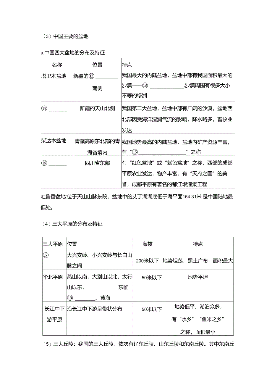 第一节 中国的地形 要点归纳（含答案）.docx_第3页