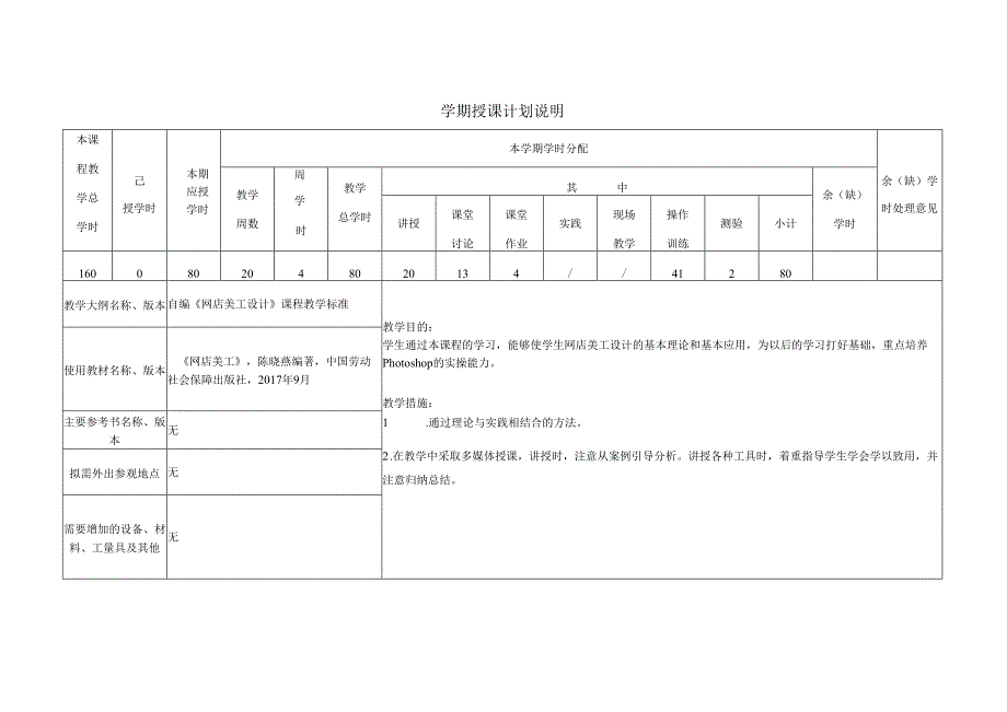 2023-2024学年第2学期《网店美工设计》授课计划（2022级-2023级）.docx_第2页