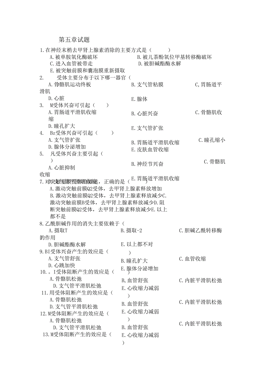 传出神经系统药理试题.docx_第1页