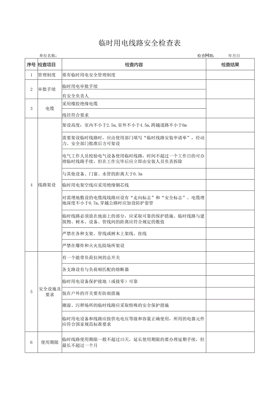 临时用电线路安全检查表.docx_第1页