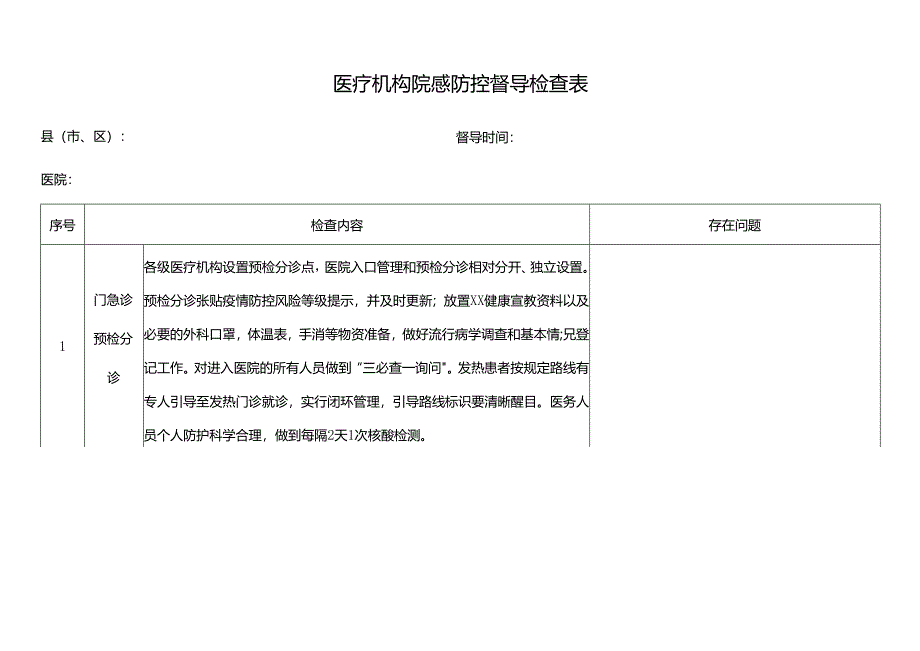 医疗机构院感防控督导检查表.docx_第1页