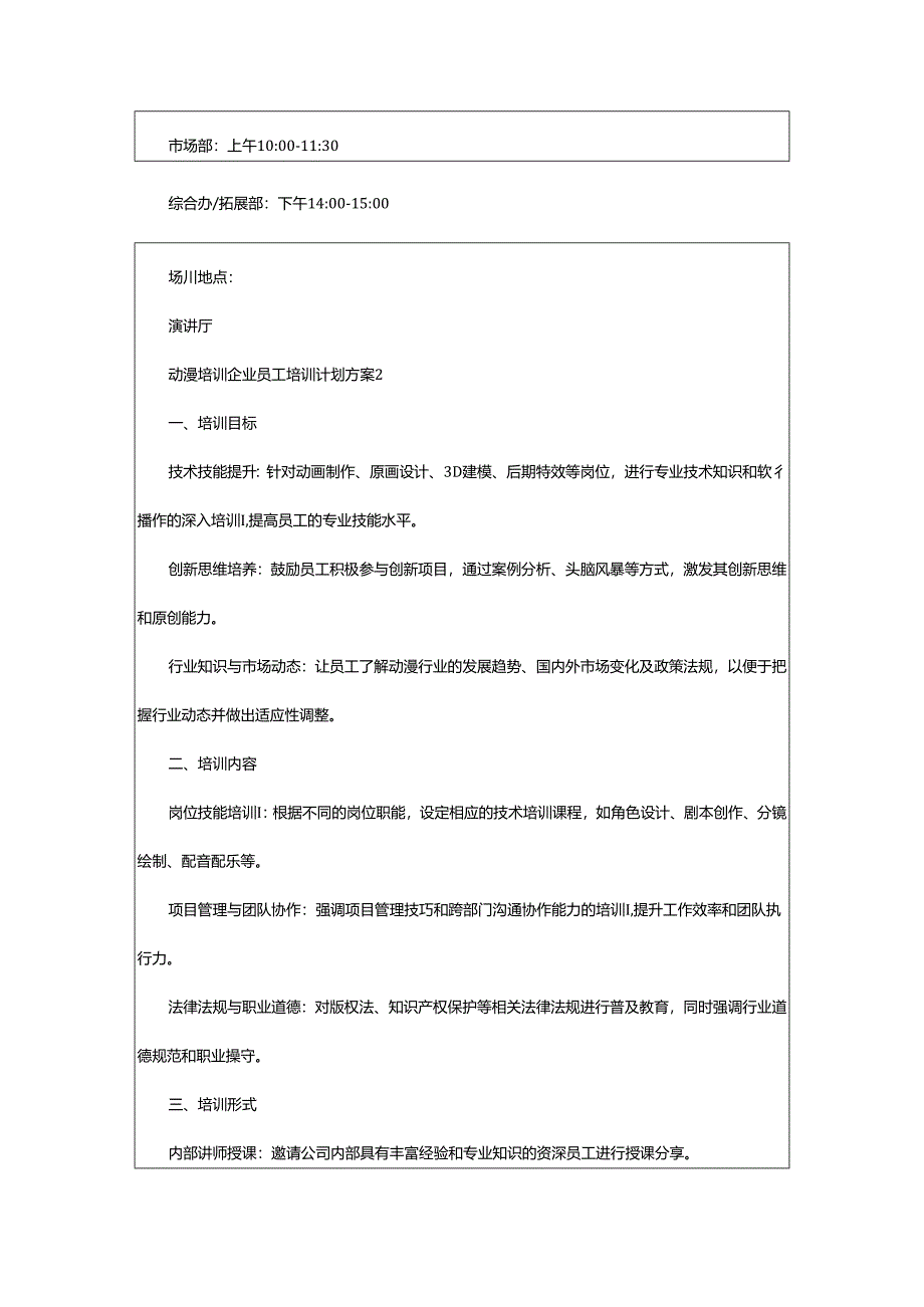 2024年动漫培训企业员工培训计划方案.docx_第3页