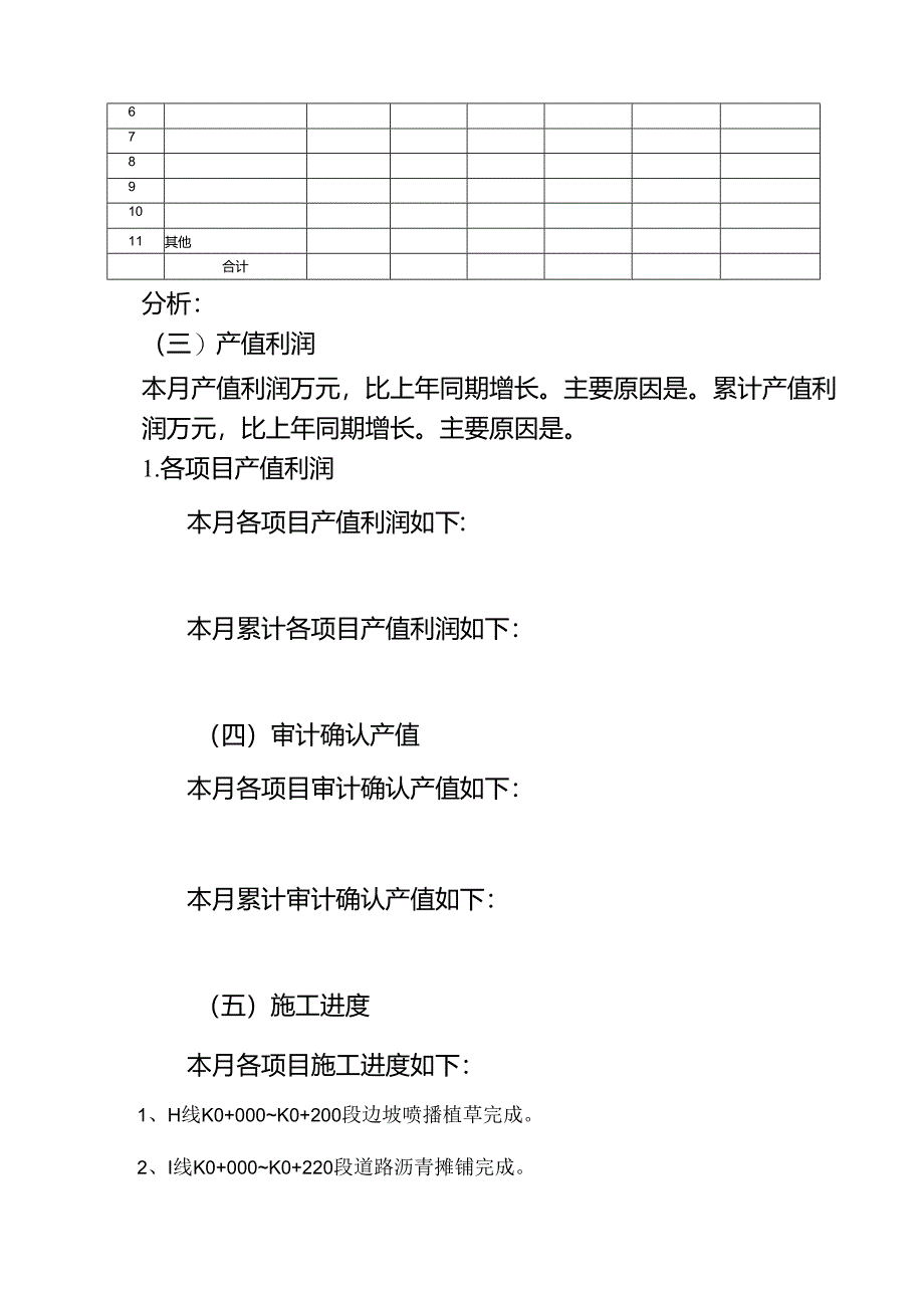 建筑业子公司月度经营简报(道路项目).docx_第2页