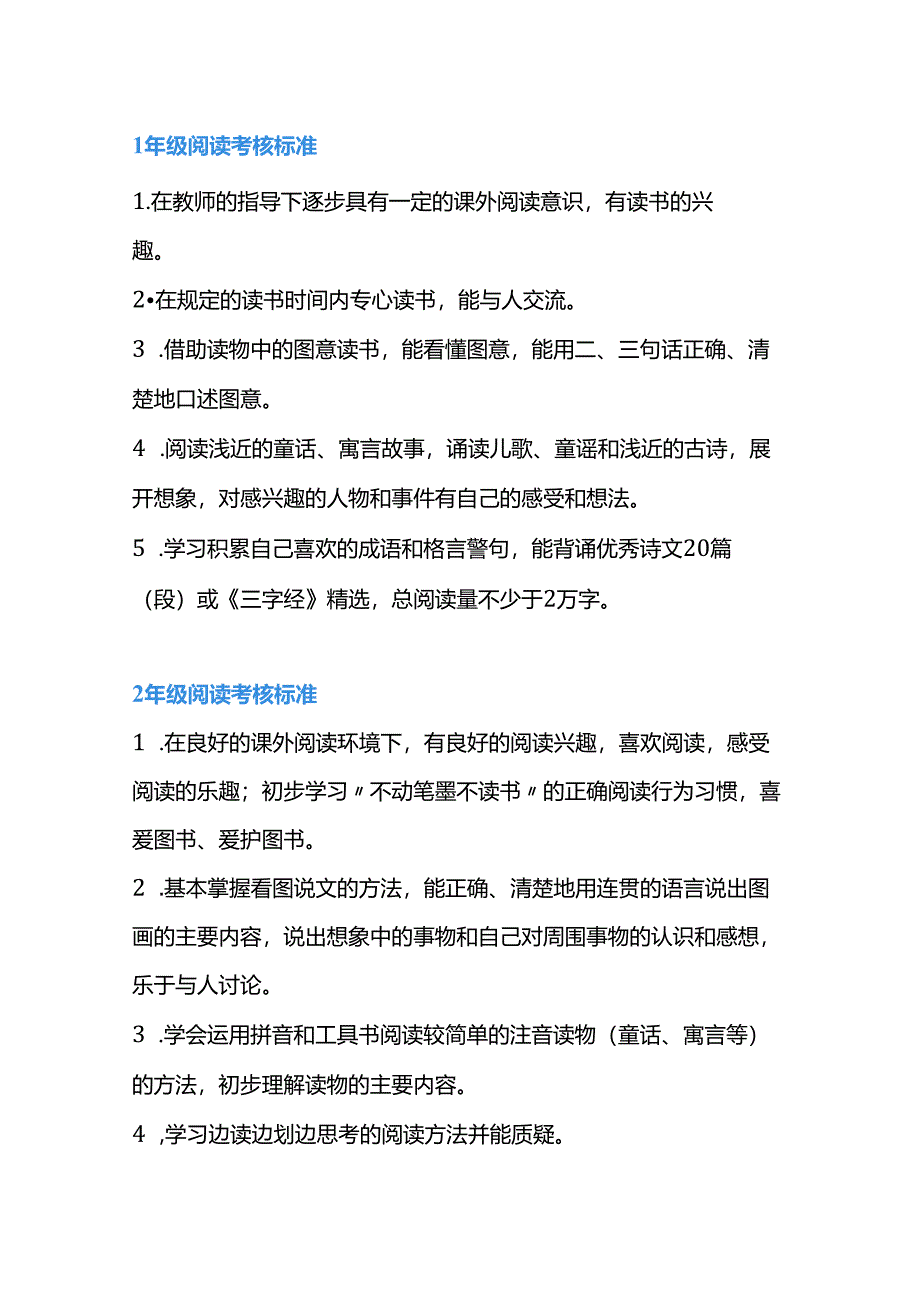 小学1-6年级阅读考核标准和10个高效阅读方法.docx_第1页