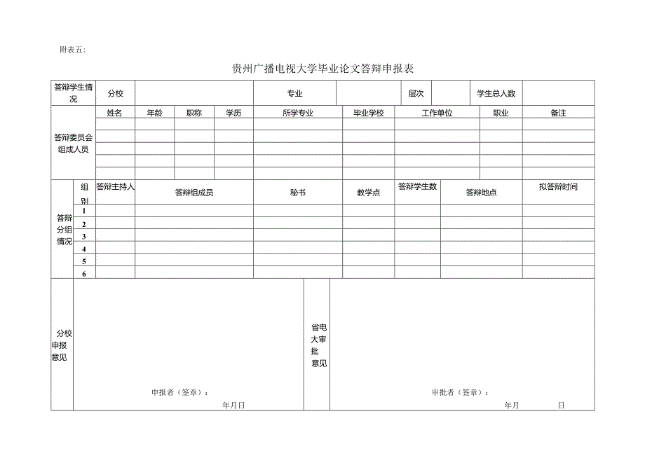 附表五毕业论文答辩申报表.docx_第1页