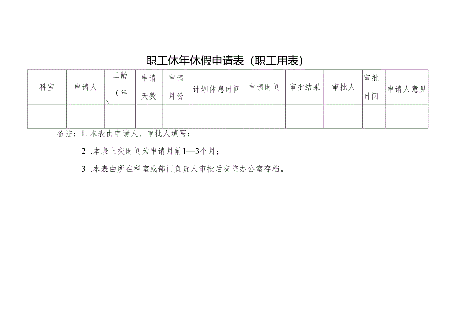 职工休年休假申请表（职工用表）.docx_第1页